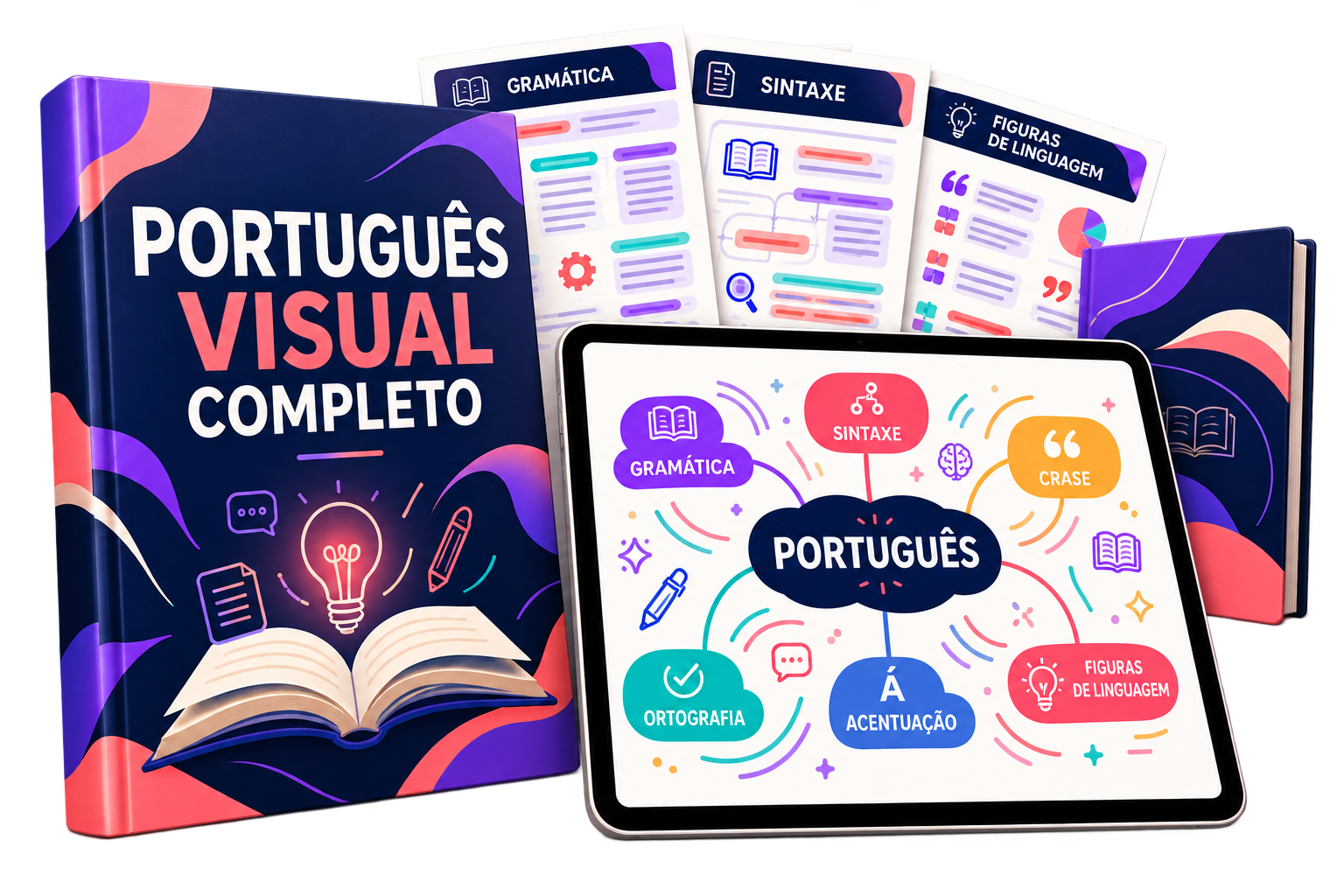 Português Visual Completo em livro e tablet